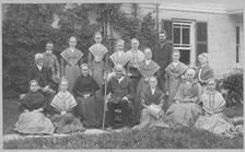 SA0147b - Shown are Daniel Offord, Anna White, Walter Shepherd, F. Evans, Charles Graves, Sarah B?, Lydia Staples, Lucy Bower, Rosetta Stevens, and Jane Cutler., Winterthur Shaker Photograph and Post Card Collection 1851 to 1921c